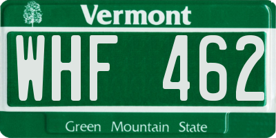 VT license plate WHF462