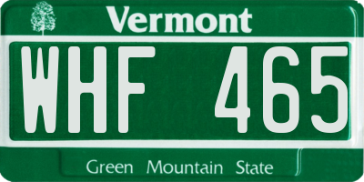 VT license plate WHF465