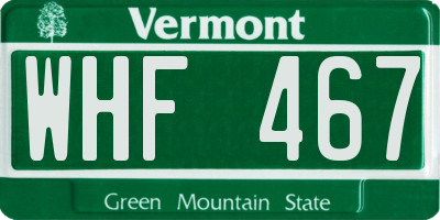 VT license plate WHF467