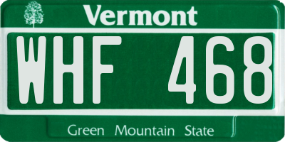 VT license plate WHF468