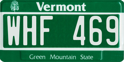 VT license plate WHF469