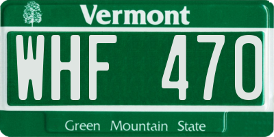 VT license plate WHF470