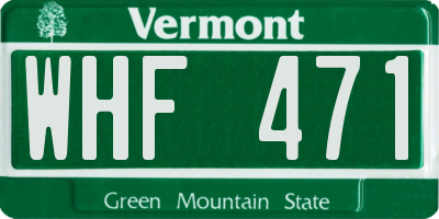 VT license plate WHF471