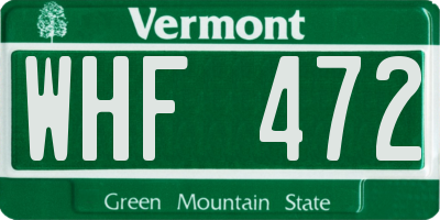 VT license plate WHF472