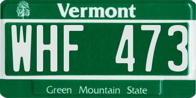 VT license plate WHF473