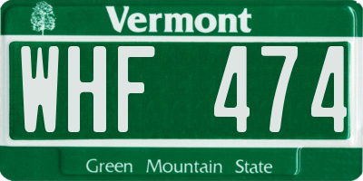 VT license plate WHF474