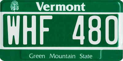 VT license plate WHF480