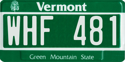 VT license plate WHF481