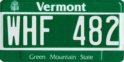 VT license plate WHF482