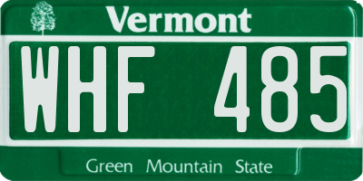 VT license plate WHF485