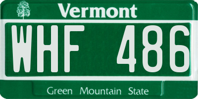 VT license plate WHF486