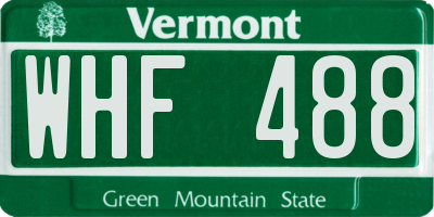VT license plate WHF488
