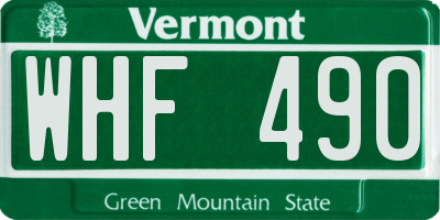 VT license plate WHF490