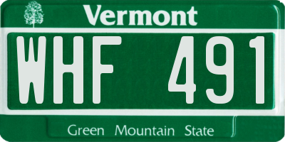 VT license plate WHF491