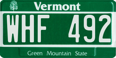 VT license plate WHF492