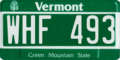 VT license plate WHF493