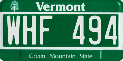 VT license plate WHF494