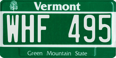 VT license plate WHF495
