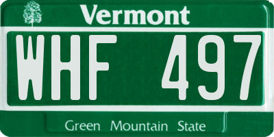 VT license plate WHF497