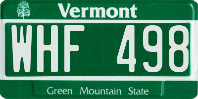 VT license plate WHF498