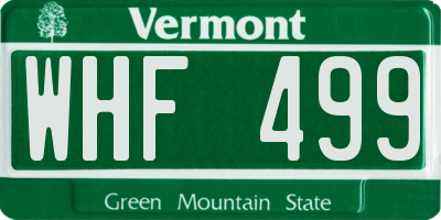 VT license plate WHF499