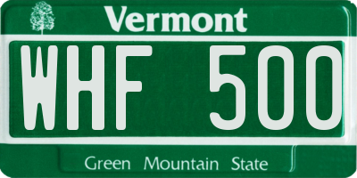 VT license plate WHF500