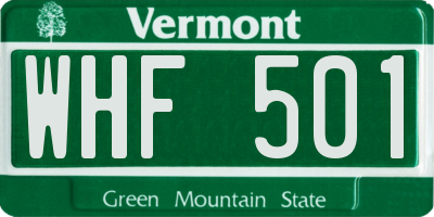 VT license plate WHF501