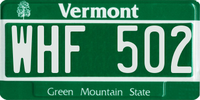 VT license plate WHF502