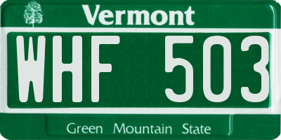 VT license plate WHF503