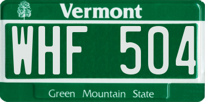VT license plate WHF504