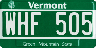 VT license plate WHF505