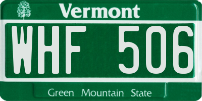 VT license plate WHF506