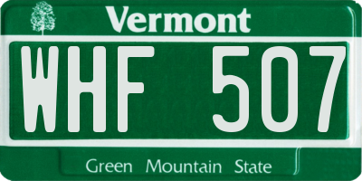 VT license plate WHF507