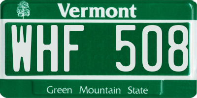 VT license plate WHF508