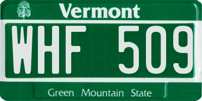 VT license plate WHF509