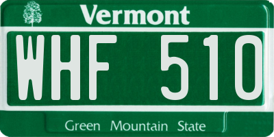 VT license plate WHF510