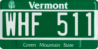 VT license plate WHF511