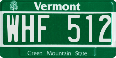 VT license plate WHF512