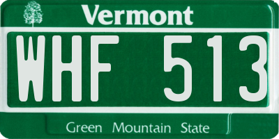 VT license plate WHF513