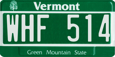 VT license plate WHF514
