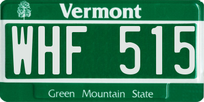 VT license plate WHF515