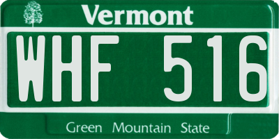 VT license plate WHF516