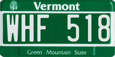 VT license plate WHF518
