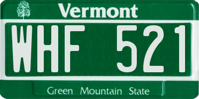 VT license plate WHF521