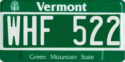 VT license plate WHF522