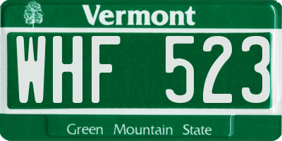 VT license plate WHF523