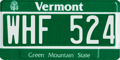 VT license plate WHF524