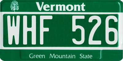 VT license plate WHF526