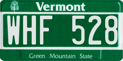 VT license plate WHF528