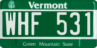 VT license plate WHF531
